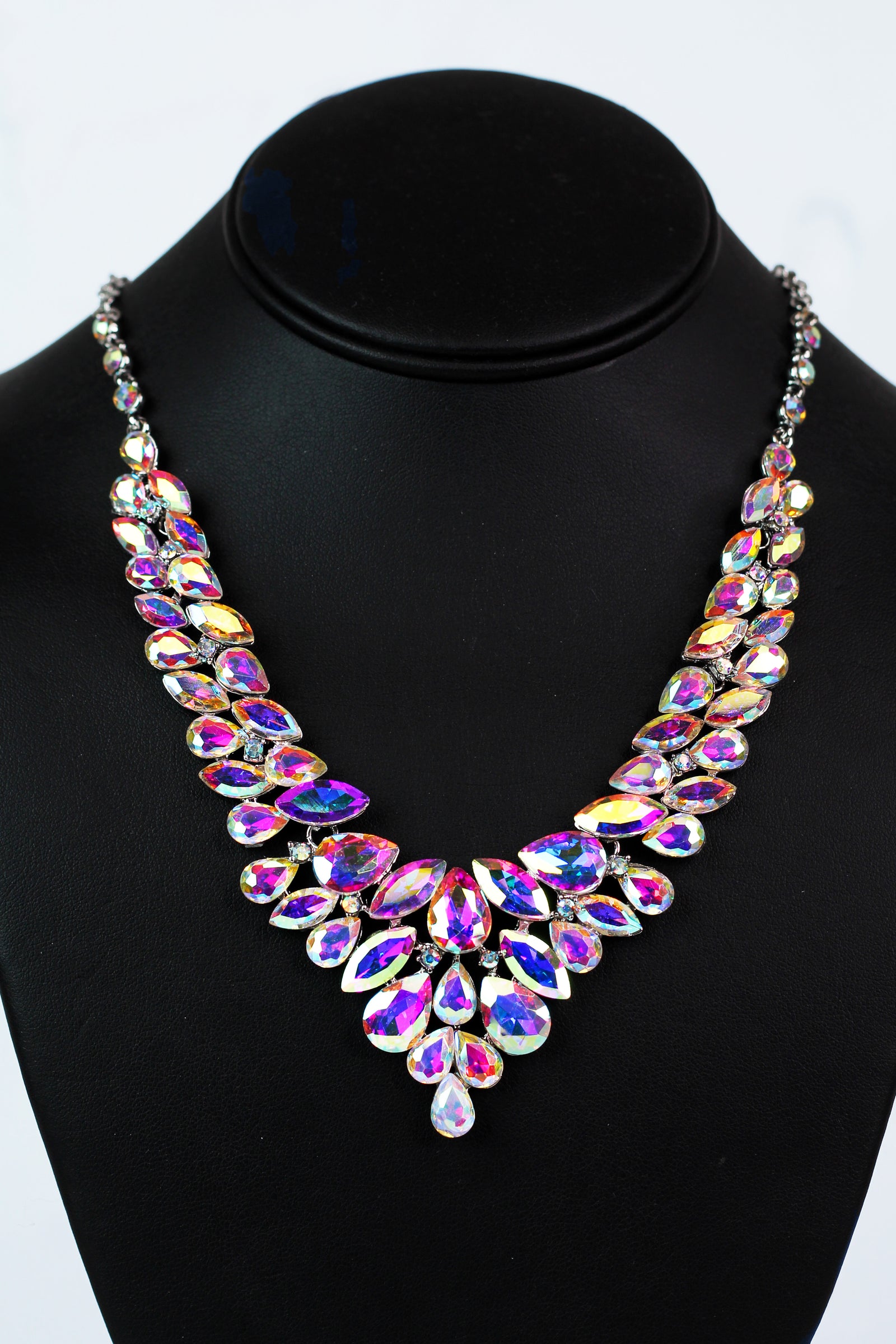 Marquis Rhinestone Statement V Necklace