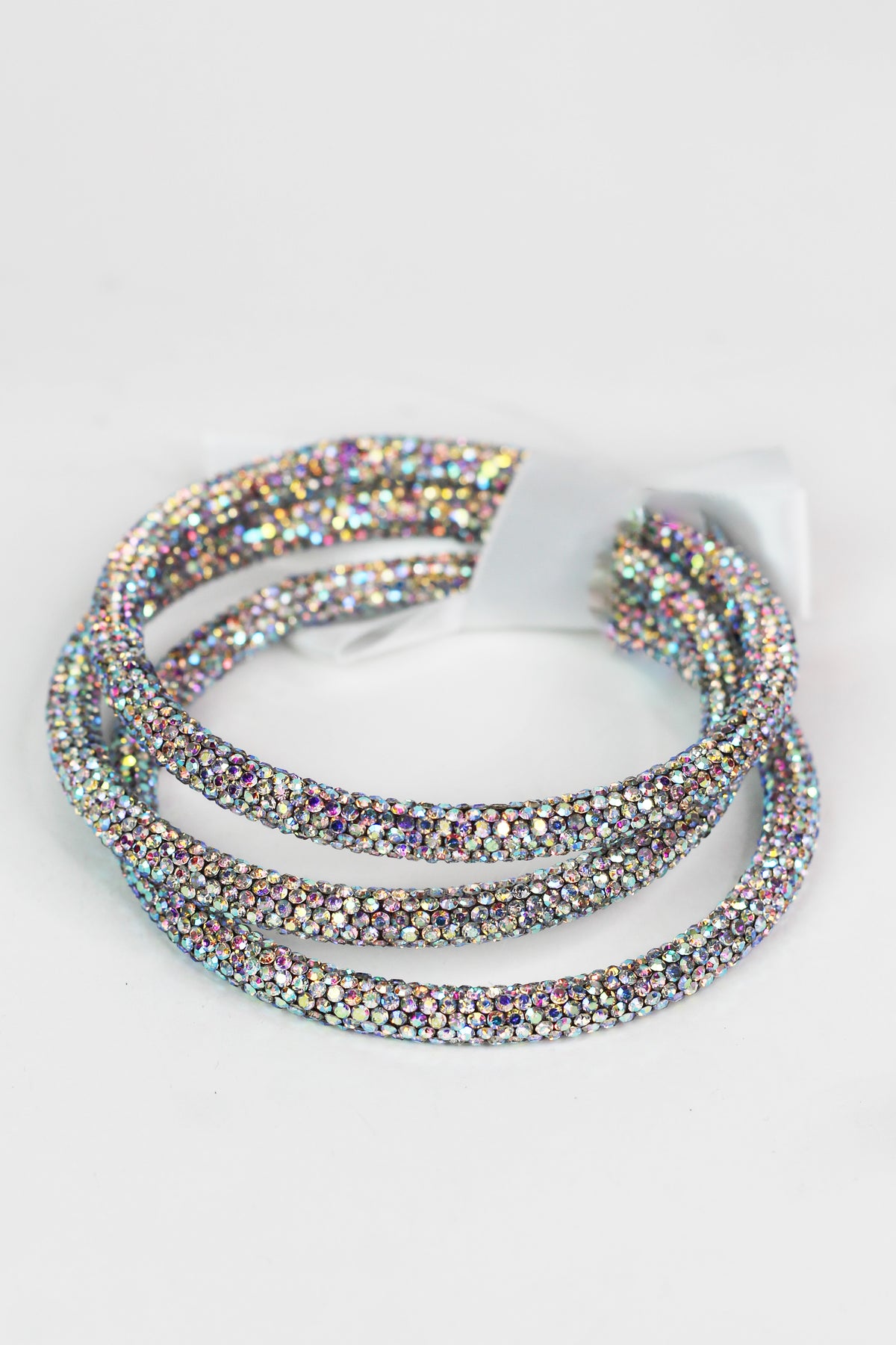 3 All Rhinestone Bangle Bow Bracelet