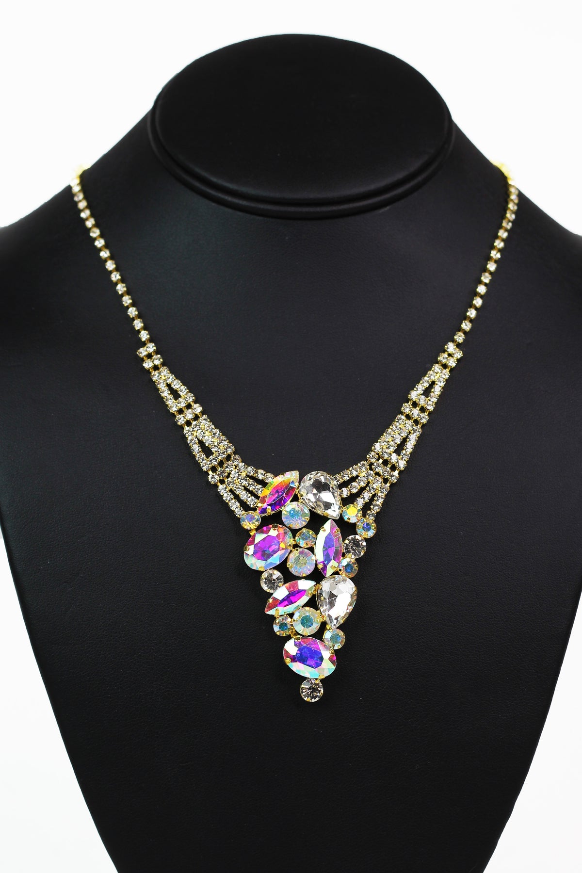 Pear & Marquis V Neck Rhinestone Necklace Set - Glitz & Ears Boutique
