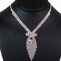 Bow Shape Fringe Rhinestone Necklace Set