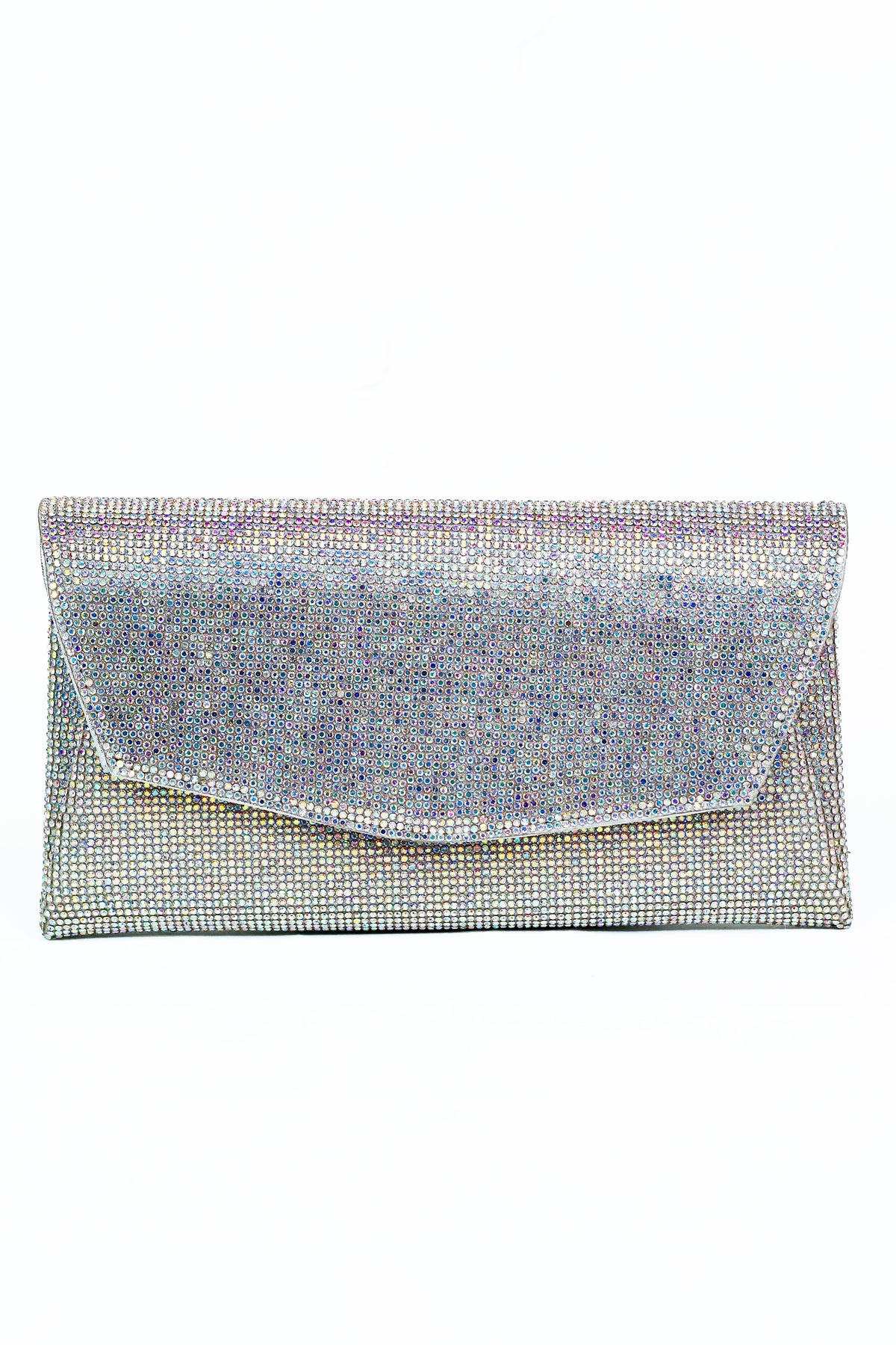 All Over Rhinestone Front Flap Clutch