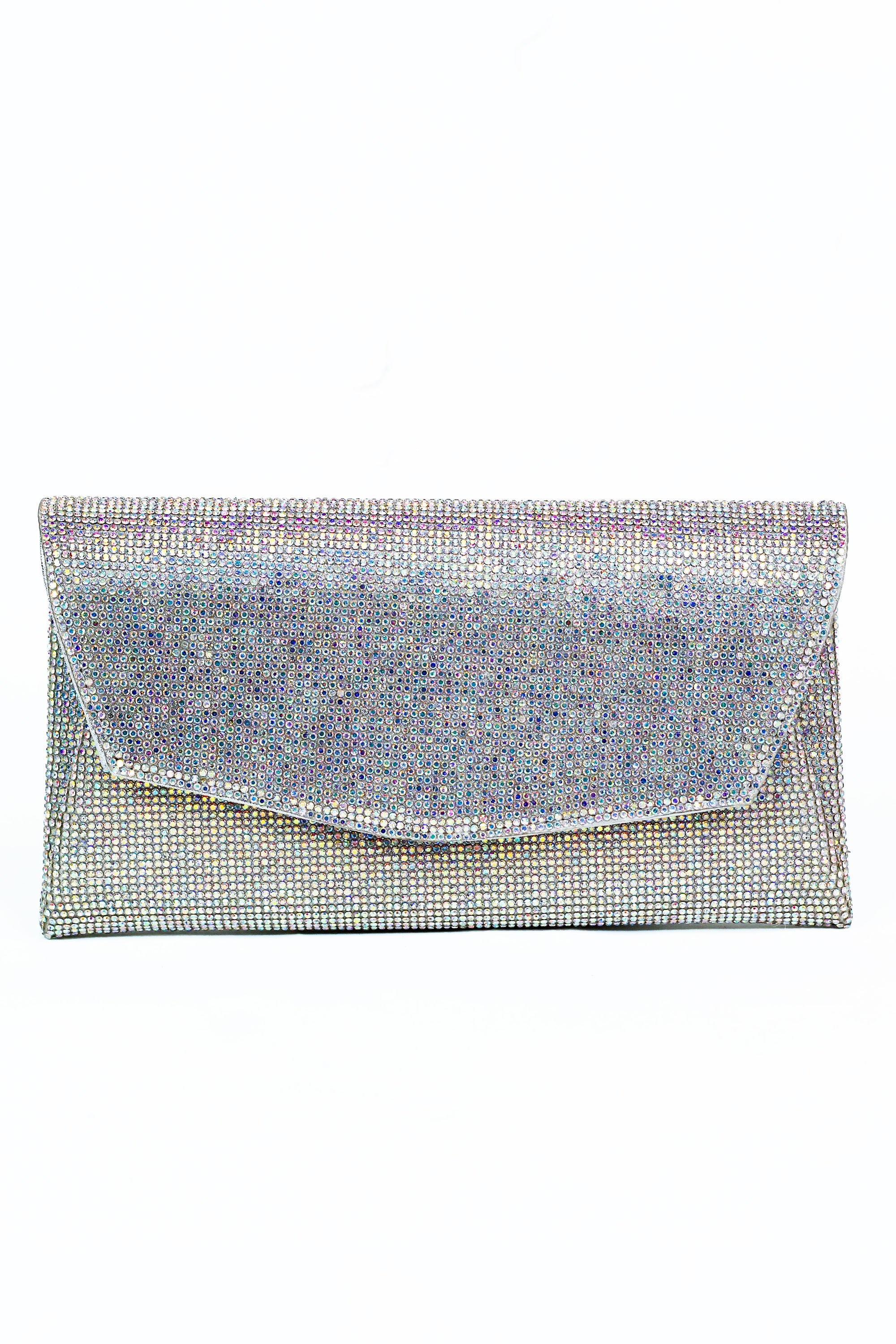 All Over Rhinestone Front Flap Clutch