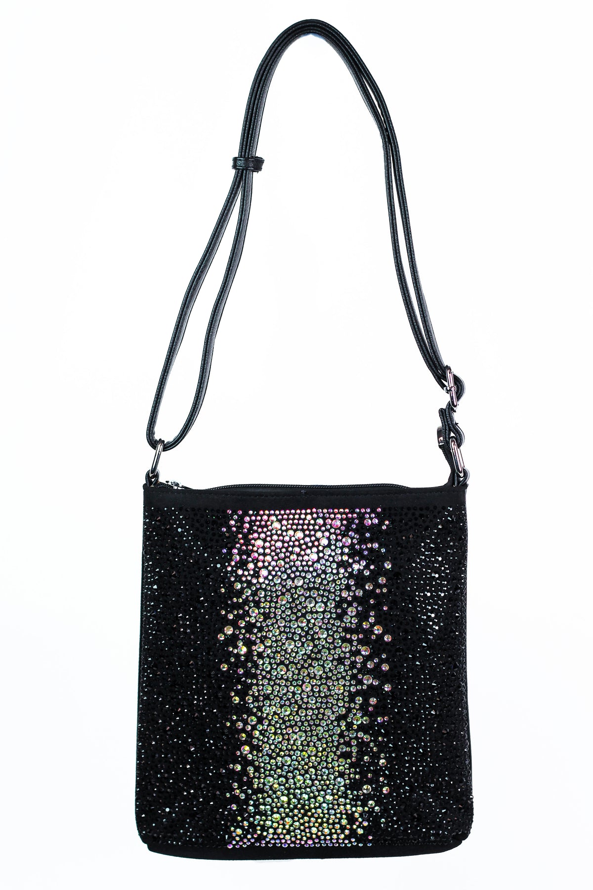 Two Toned Rhinestone Front Messenger Bag