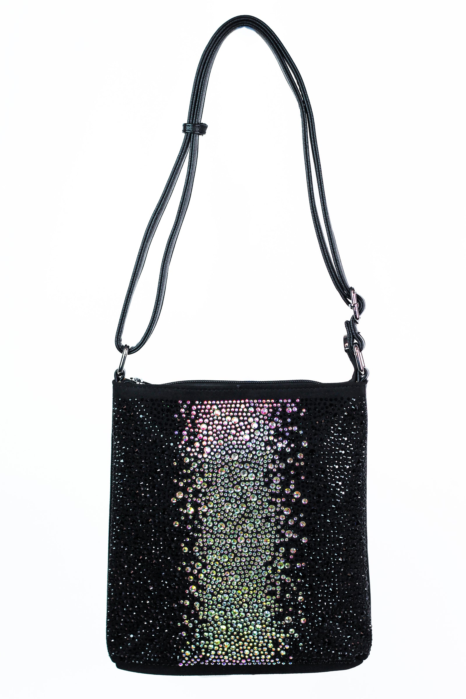 Two Toned Rhinestone Front Messenger Bag