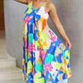 Abstract Print Spaghetti Strap Maxi Dress