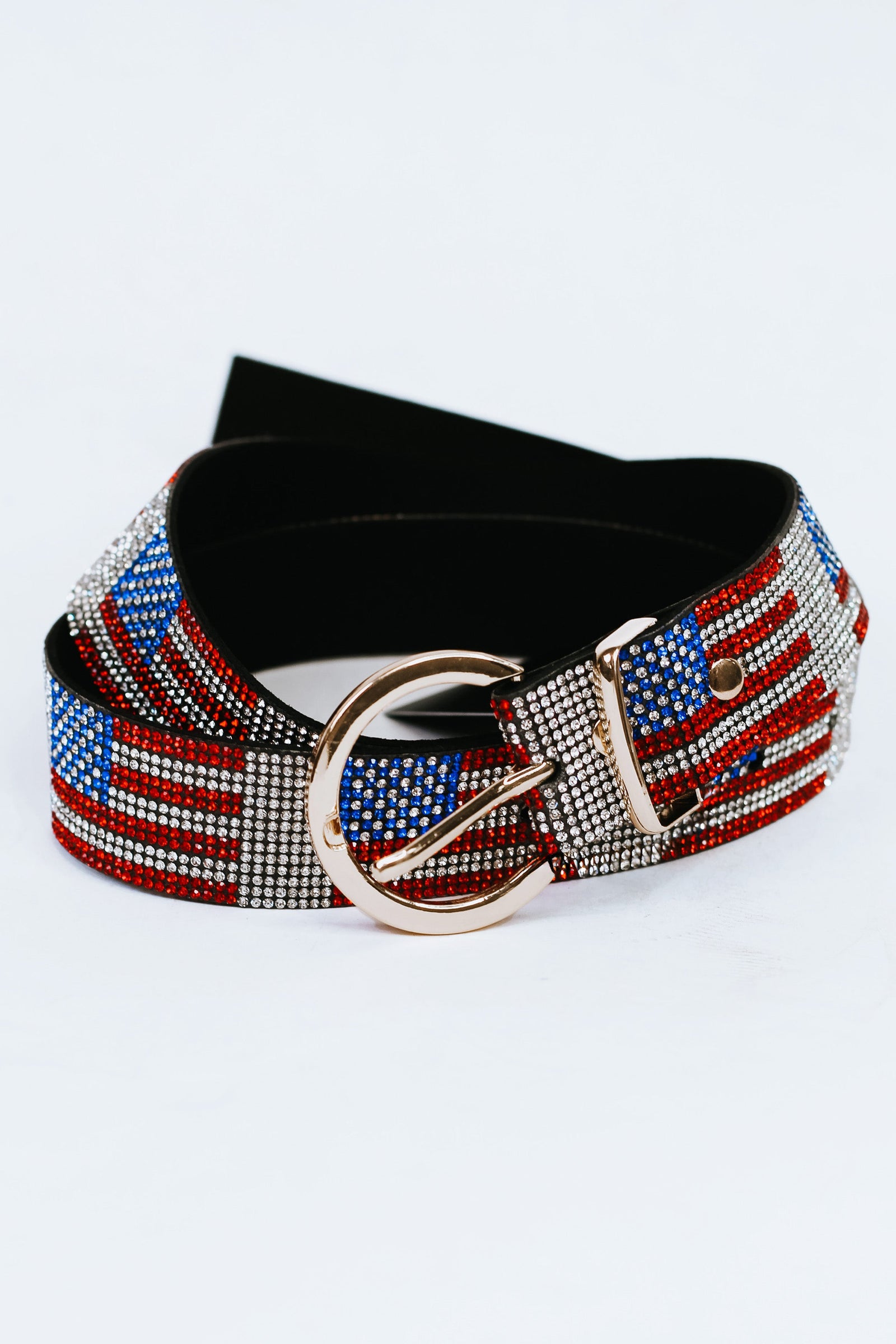 All Over Rhinestone USA Flag Belt