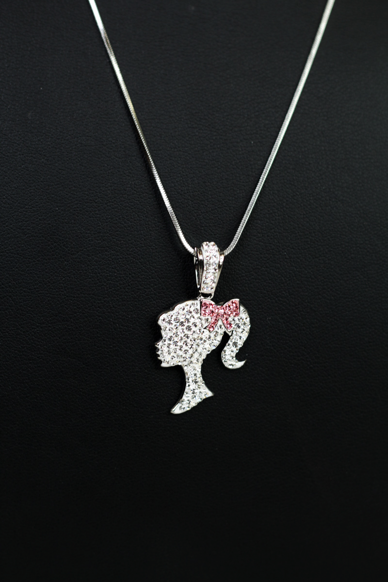 Rhinestone Barbie Silhouette Necklace - Glitz & Ears Boutique