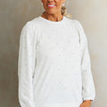 Rhinestone Studded Puffed Long Sleeve Sweatshirt