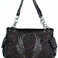 Rhinestone Angel Wings Embellished Handbag w/ Side Pockets