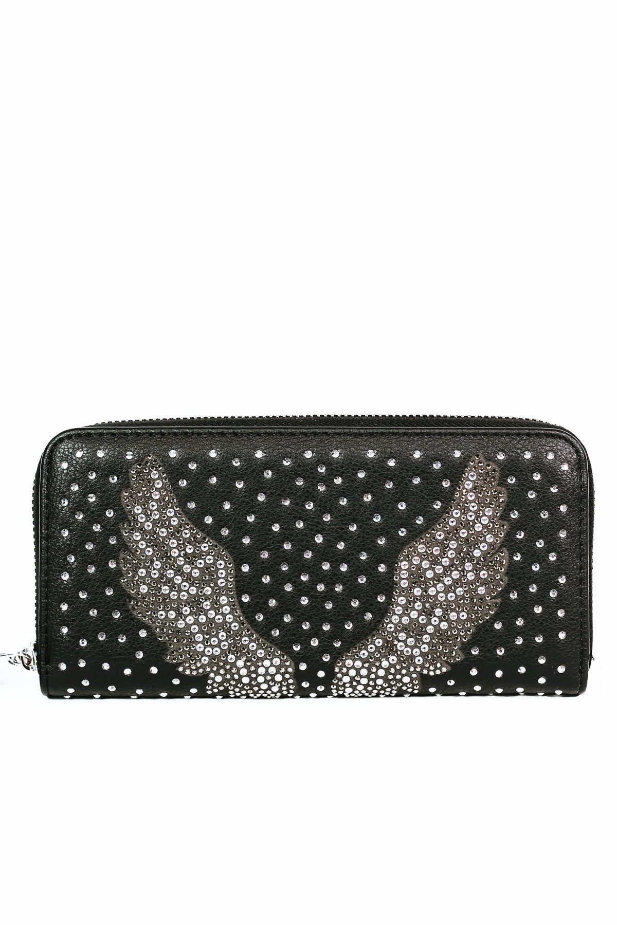 Rhinestone Angel Wings Zippered Wallet