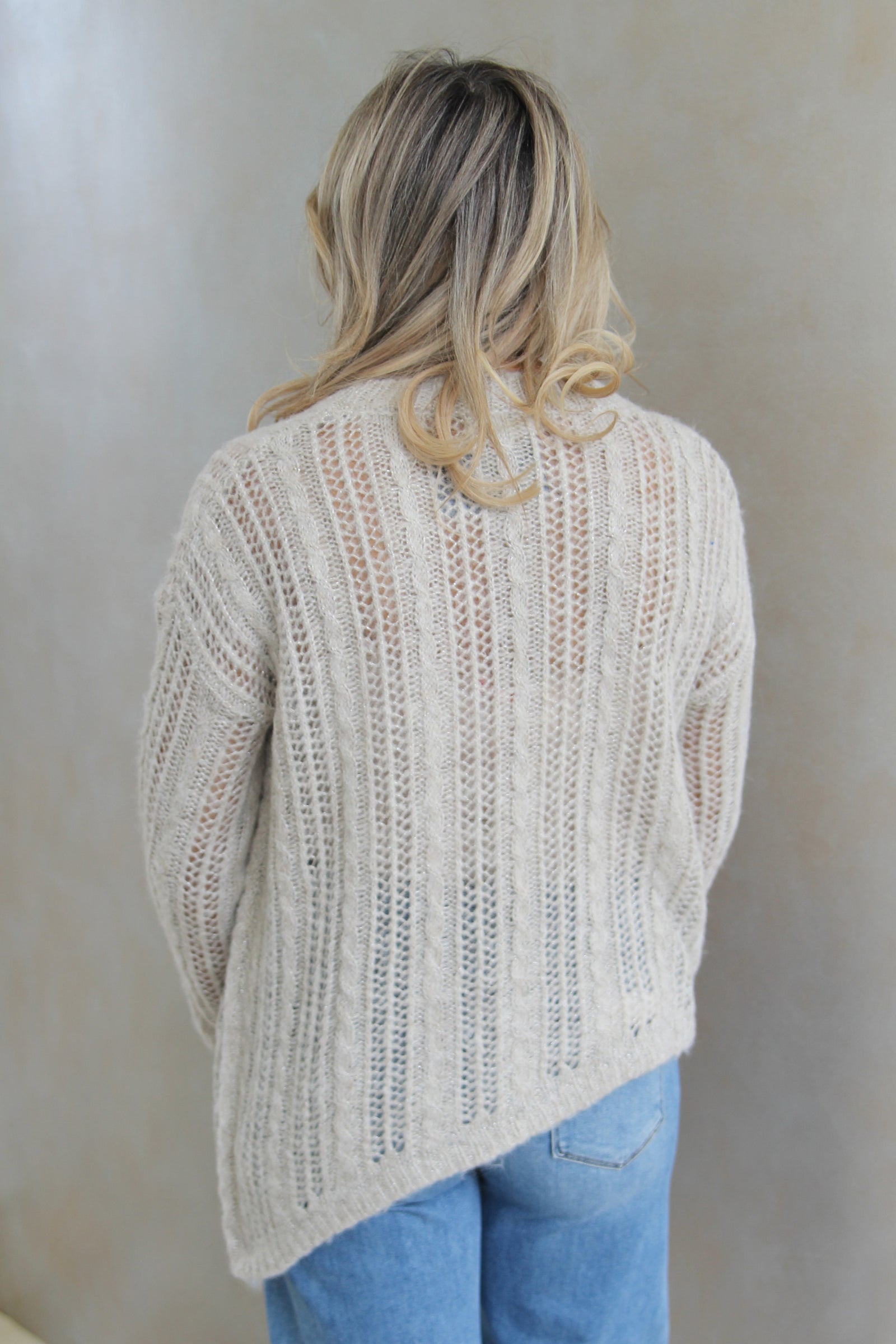 Asymmetrical Shimmer Knit Sweater