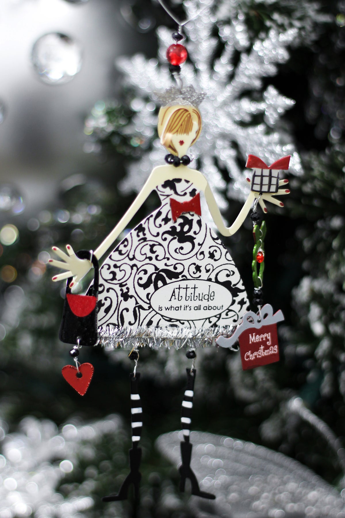 &quot;Attitude&quot; Stylish Lady Metal Christmas Ornament