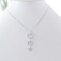 3 Open Rhinestone Heart Dangle Necklace