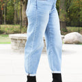 High Rise Barrel Cuffed Jeans