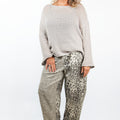 Leopard Elastic Waist Barrel Pants