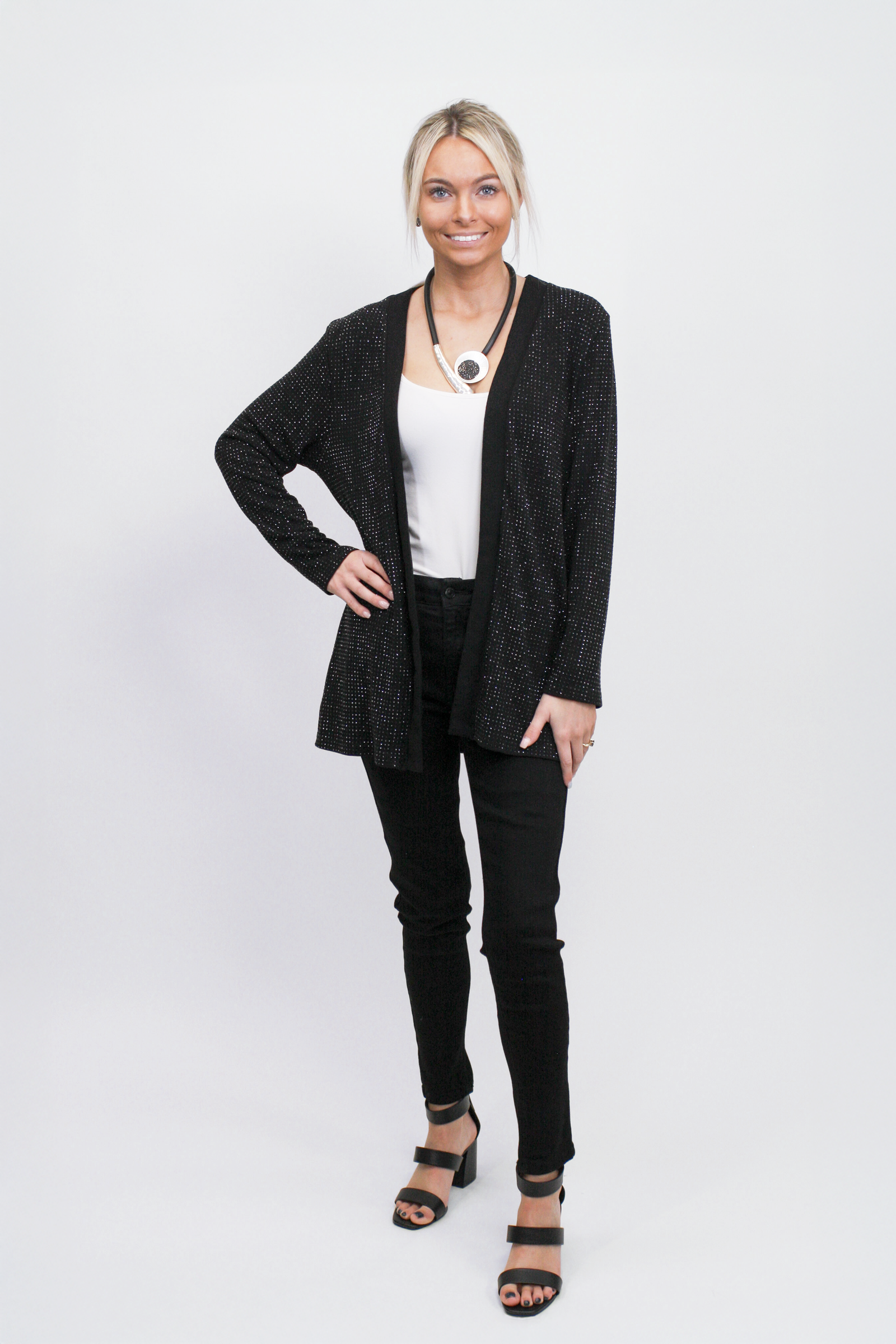 Long Sleeve Rhinestone Knit Cardigan