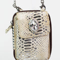 Faux Reptile Print Crossbody Zip Wallet w/ Front Stone
