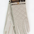 Quilted Faux Leather Gloves w/ Plaid Trim