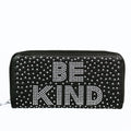 Rhinestone "BE KIND" Zippered Wallet