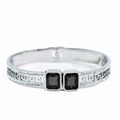 Pave Trimmed Greek Key Bangle w/ Square Ends