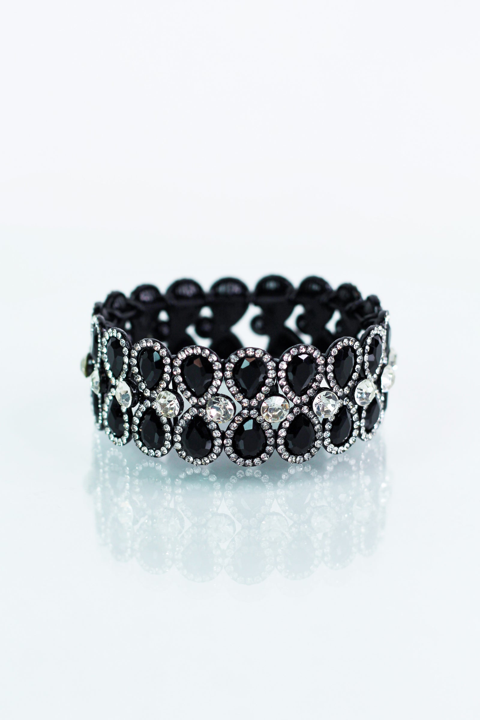 Two Row Teardrop Row Spaced Stone Row Bracelet