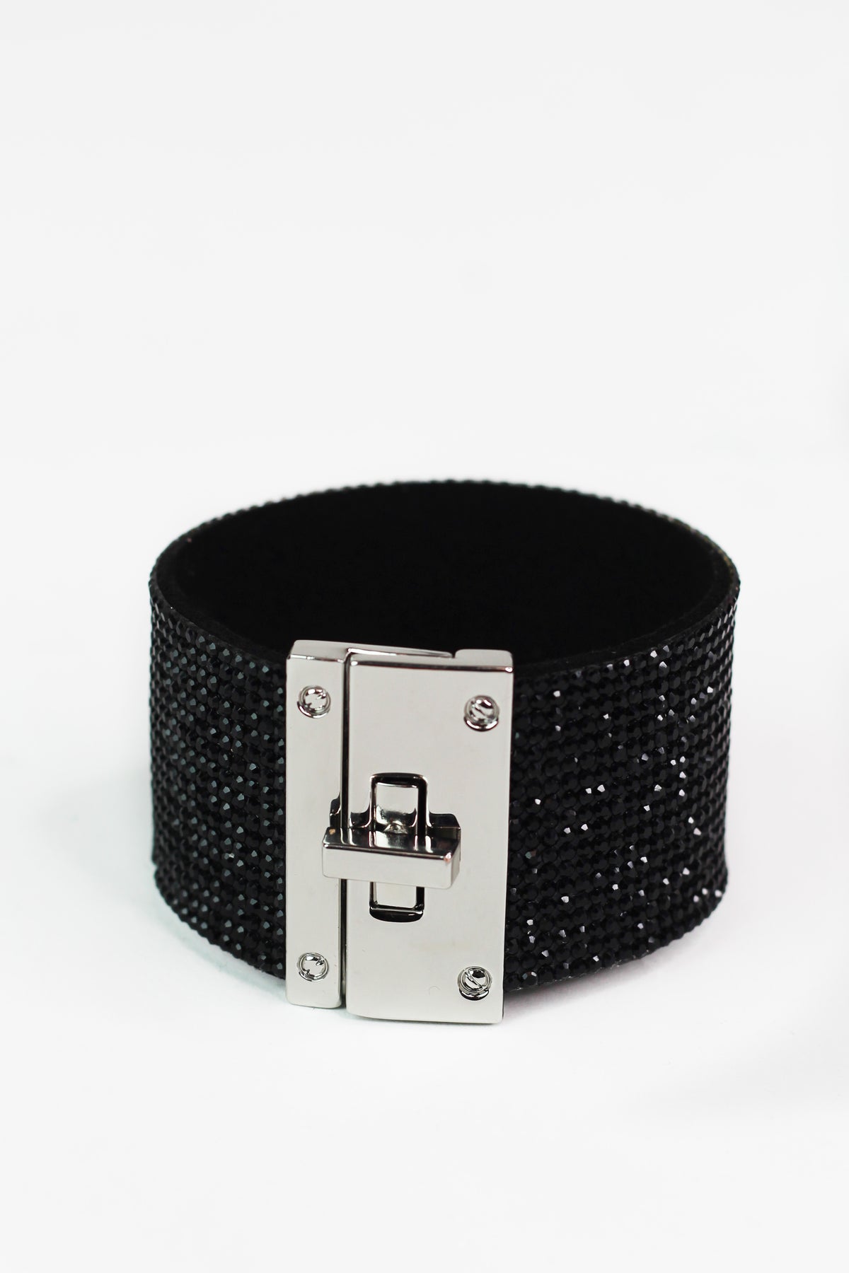 Wide Rhinestone Twist Lock Bracelet