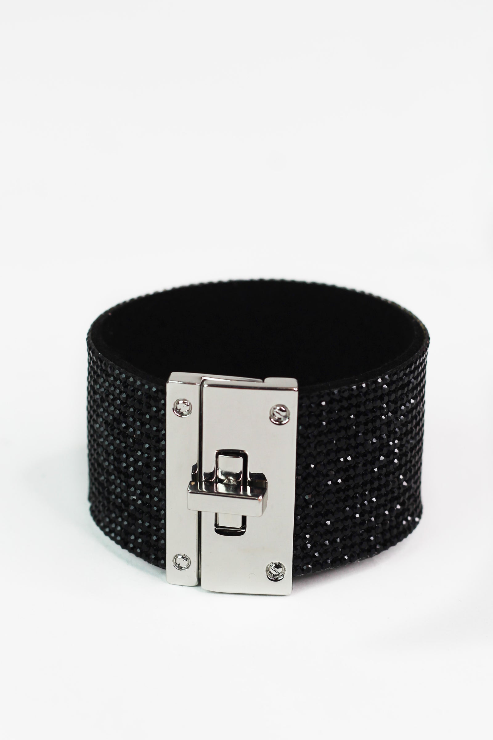 Wide Rhinestone Twist Lock Bracelet