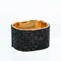 All Rhinestone Thick Metal Cuff Bracelet