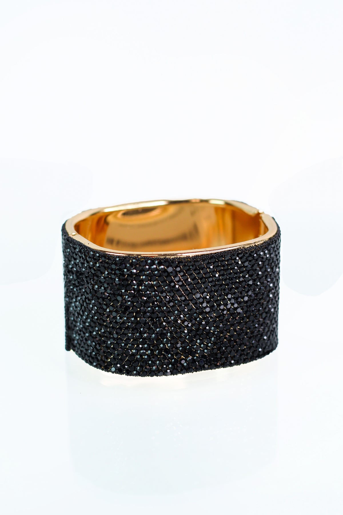 All Rhinestone Thick Metal Cuff Bracelet