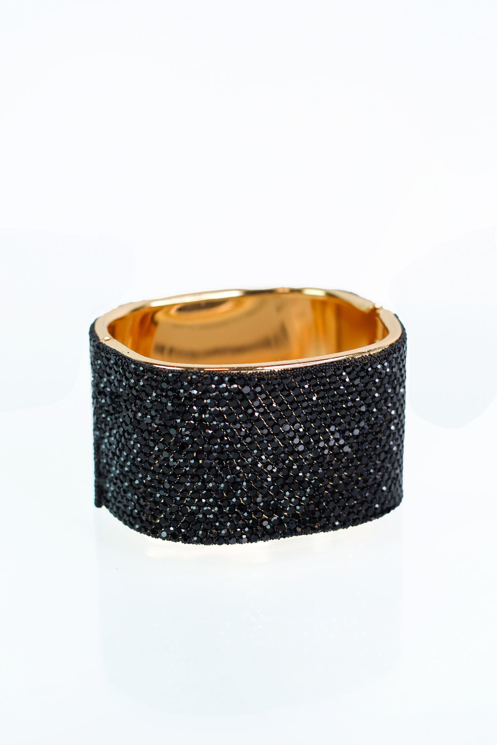All Rhinestone Thick Metal Cuff Bracelet