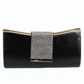 Faux Leather Clutch w/ Wide Rhinestone Closure