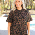 Leopard Print Black Studded Oversized T-Shirt