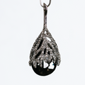Long Teardrop Rhinestone Layered Pendant Necklace