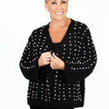 Long Sleeve Pearl & Rhinestone Accent Cardigan