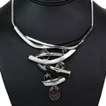Metal & Gemstone Crosshatch Bib Necklace - Glitz & Ears Boutique