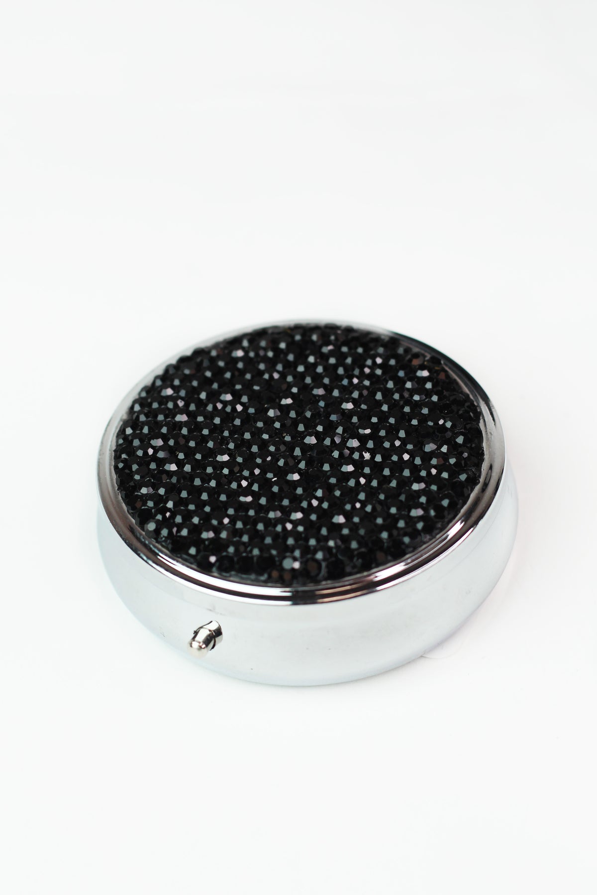 Medium Sized Round Rhinestone Pill Box