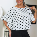 Boxy Polka Dot Top w/ Ruffle Sleeves