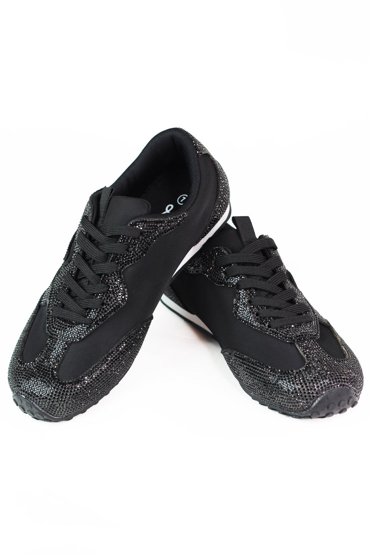 Rhinestone Trimmed Nylon Fabric Sneakers