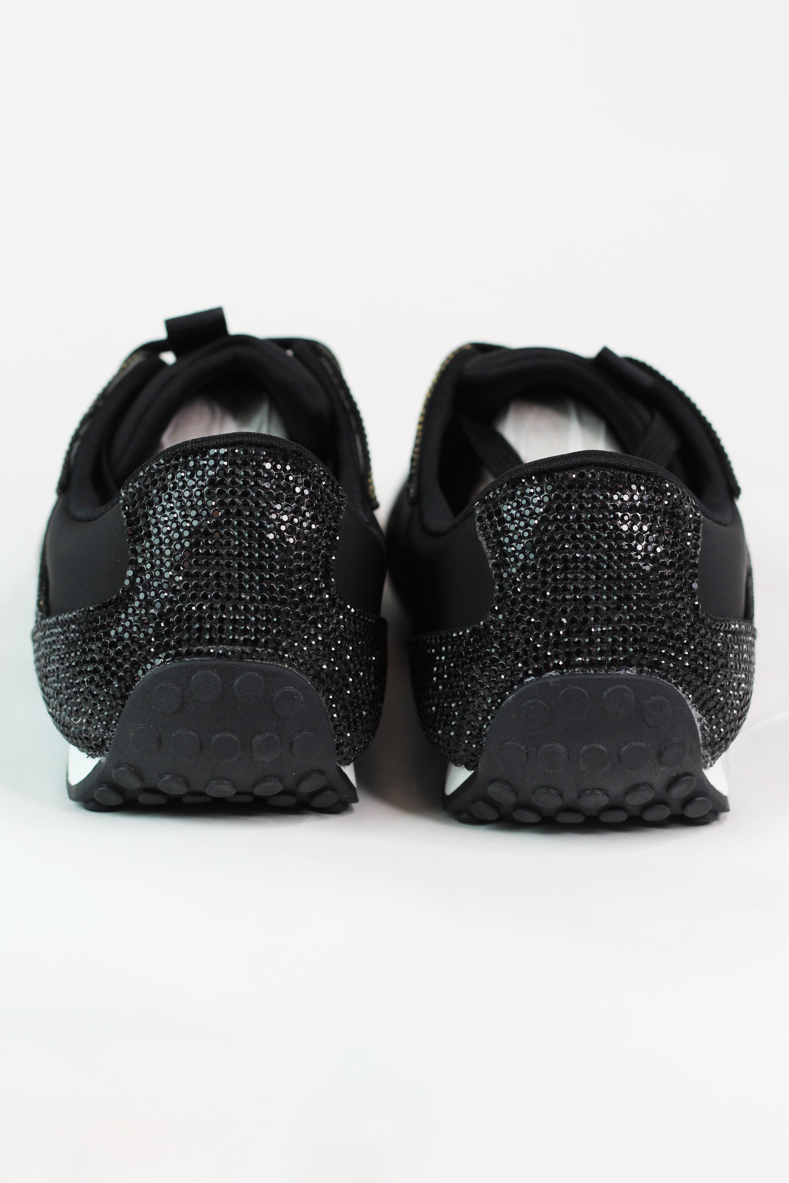 Rhinestone Trimmed Nylon Fabric Sneakers