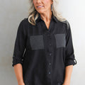 Button Down Shirt w/ Rhinestone Pockets