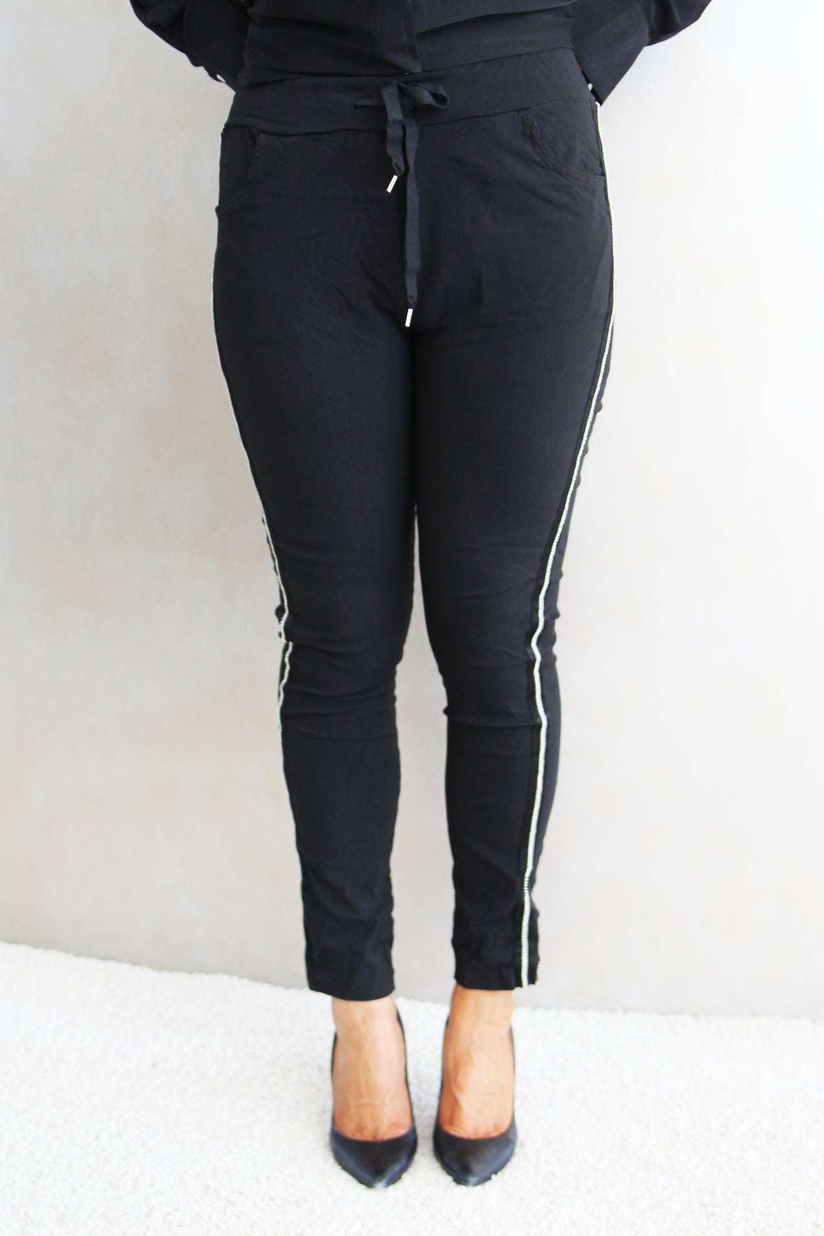 Rhinestone Trimmed Stretch Pants
