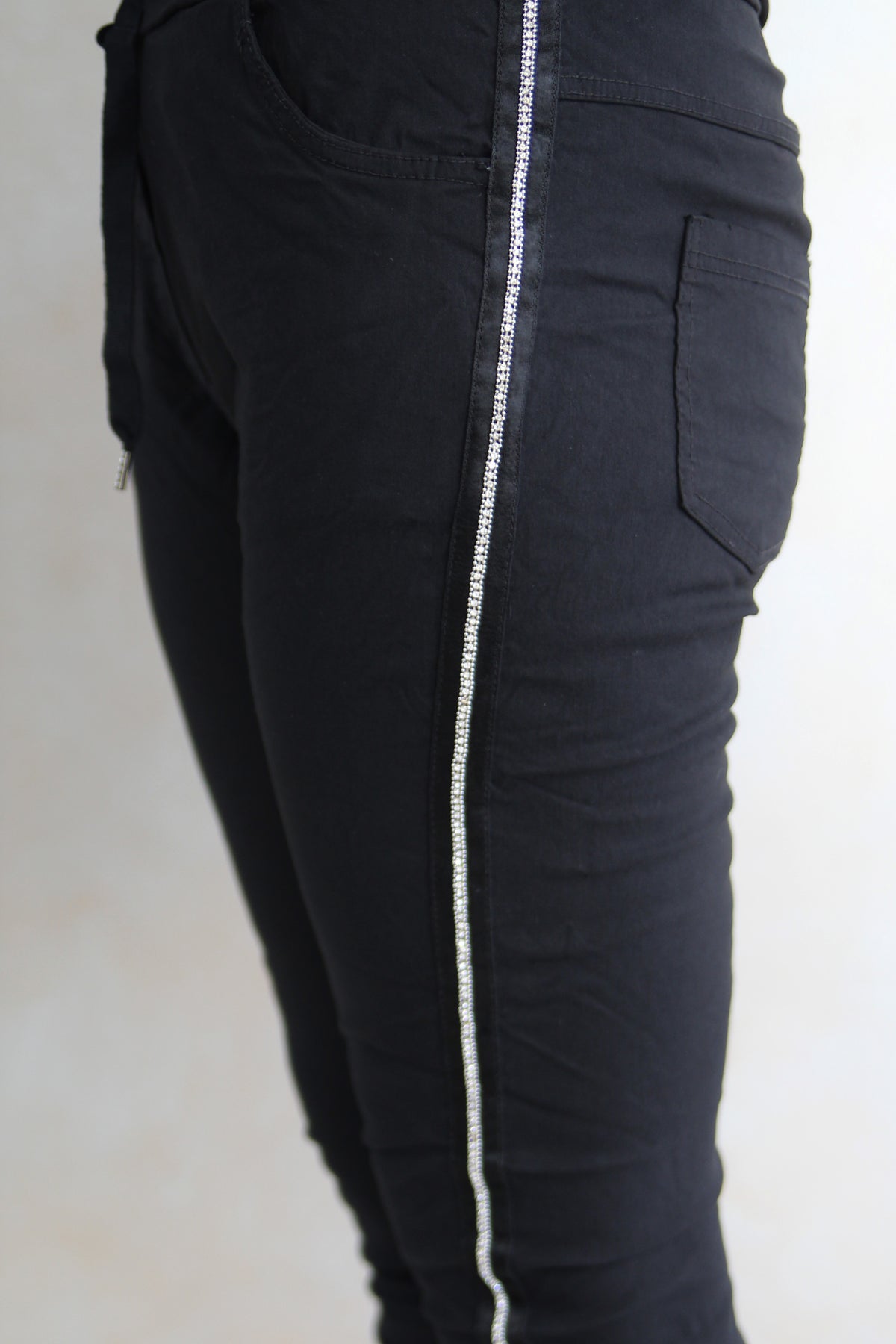 Rhinestone Trimmed Stretch Pants