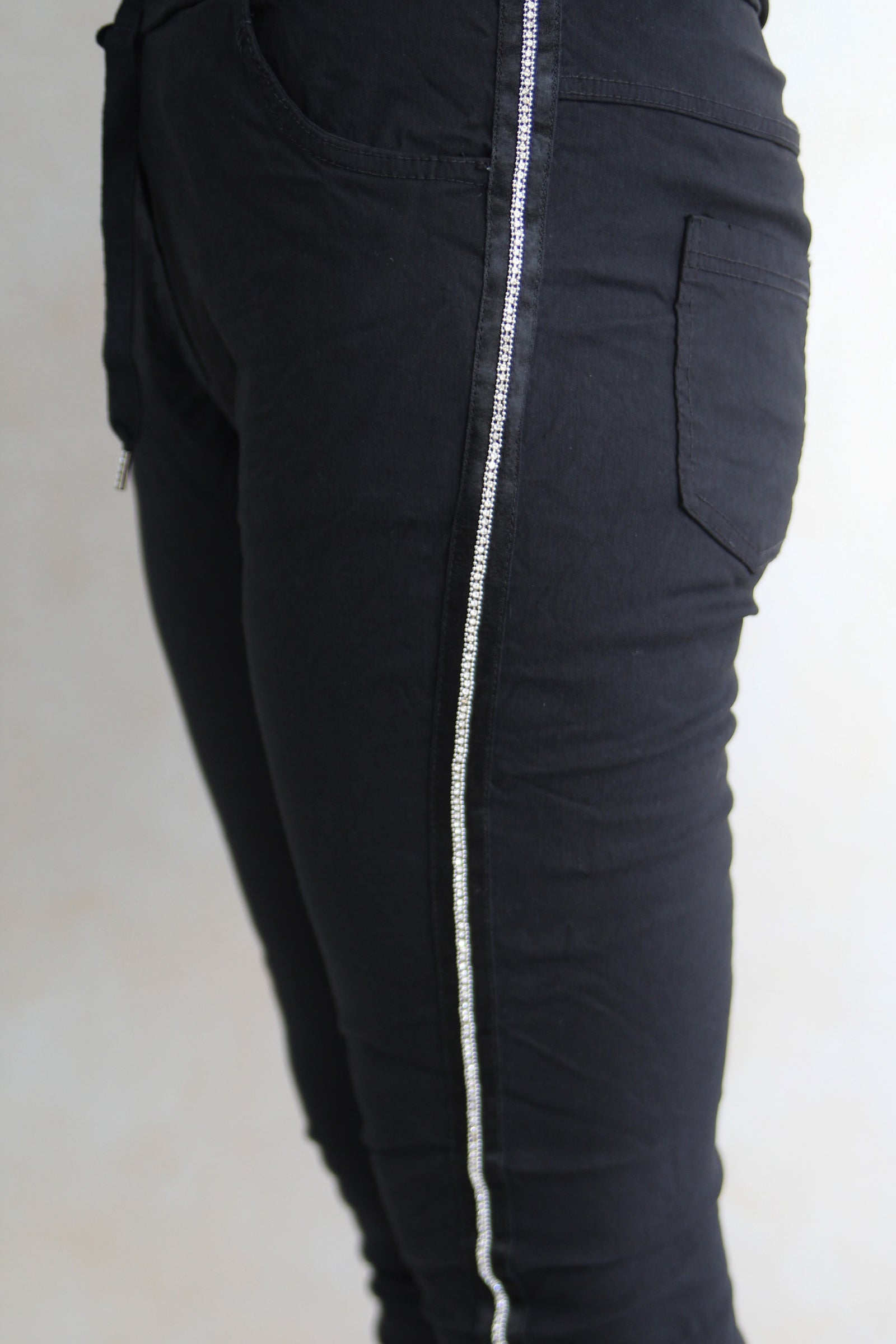 Rhinestone Trimmed Stretch Pants