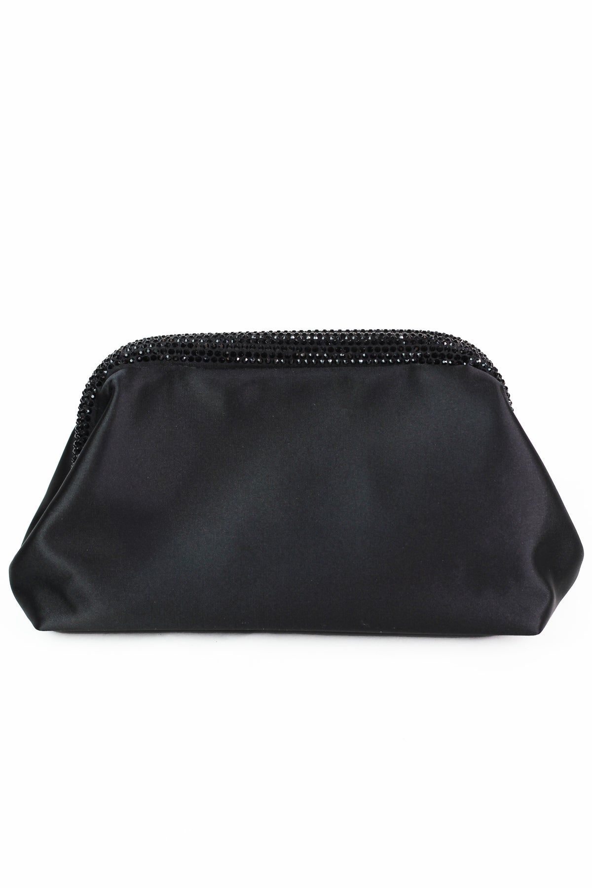 Satin Clutch W/ Rhinestone Edging