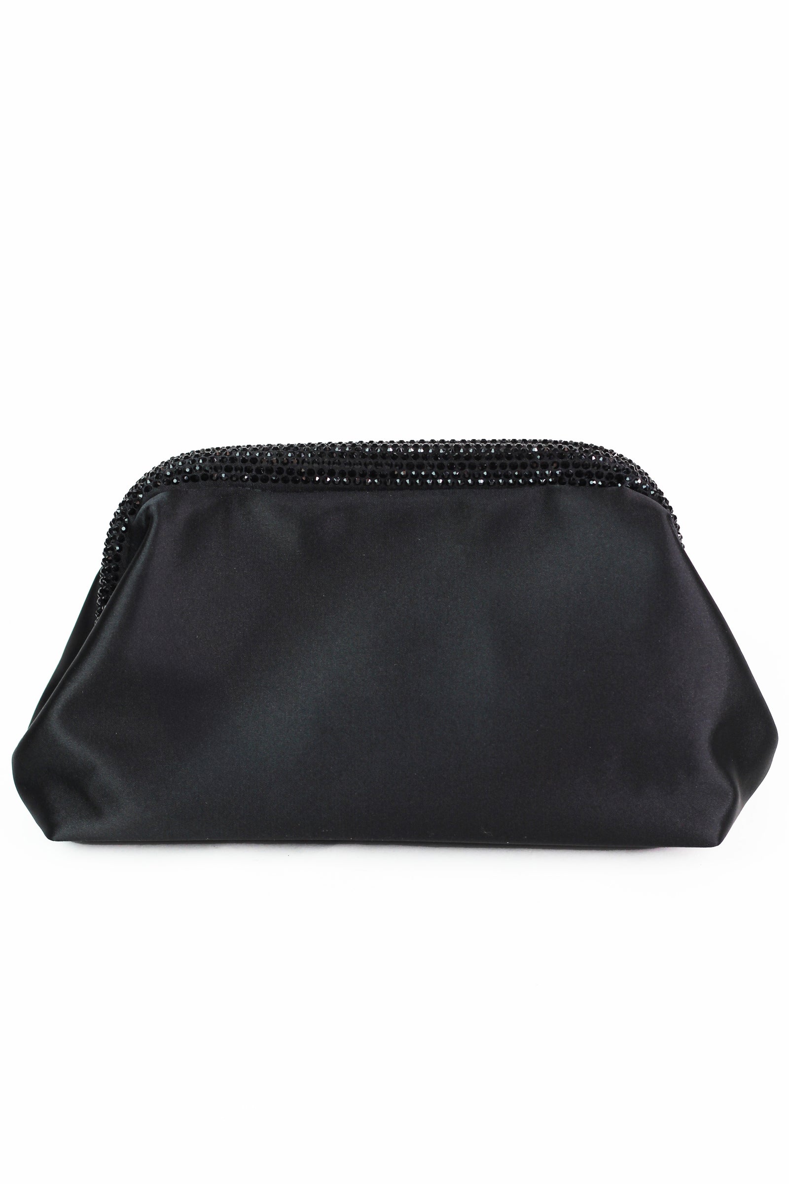 Satin Clutch W/ Rhinestone Edging