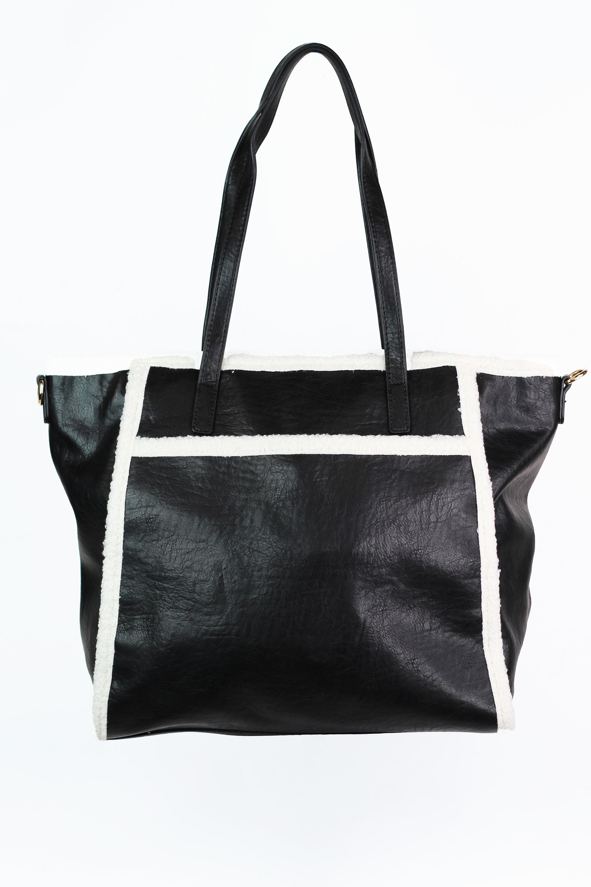 Sherpa Trim Tote w/ Front Pocket