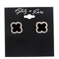 Large Rhinestone Trimmed Clover Stud Earrings