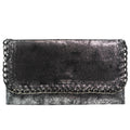Shimmery Large Card Holder Wallet w/ Chain Trim