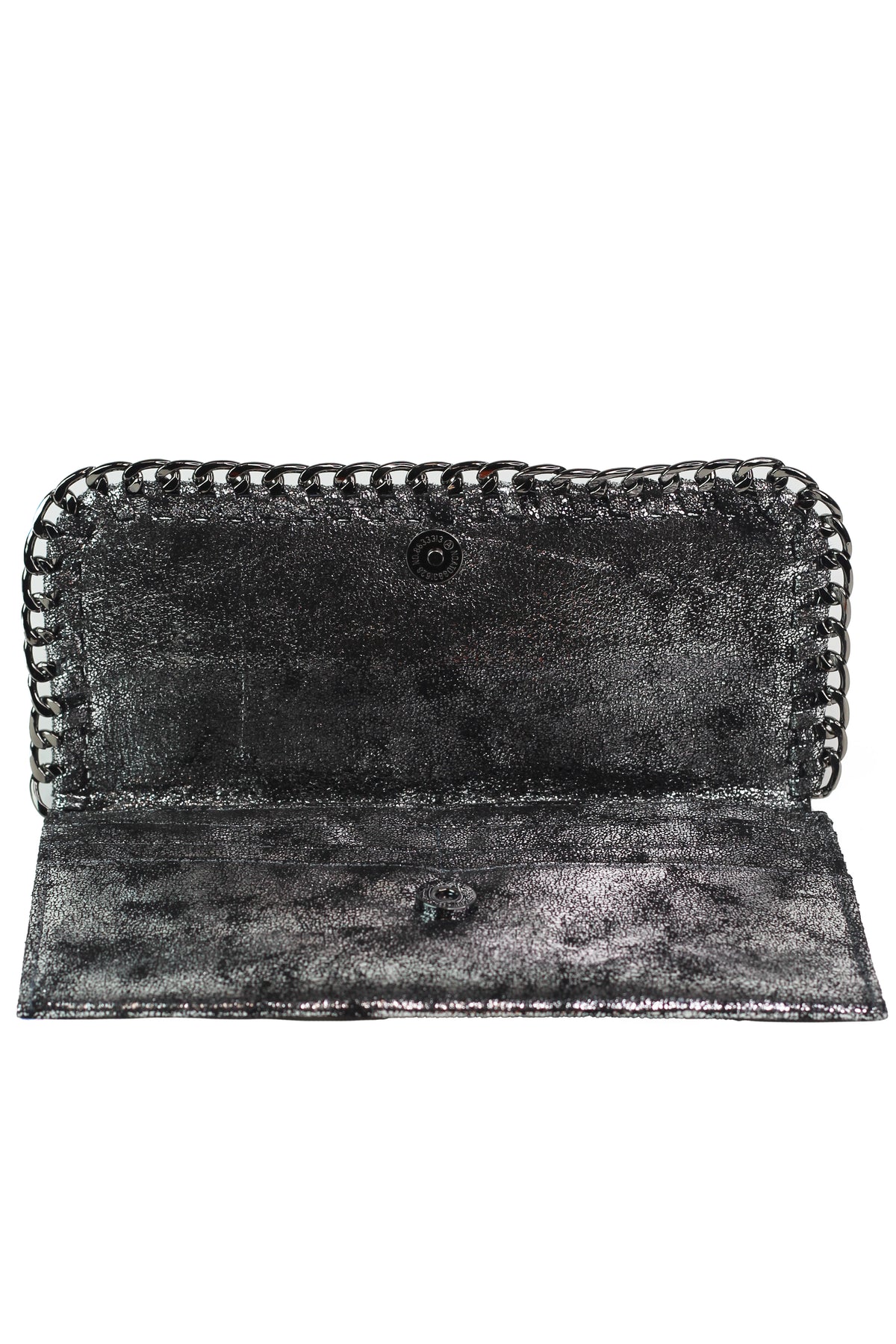 Shimmery Large Card Holder Wallet w/ Chain Trim