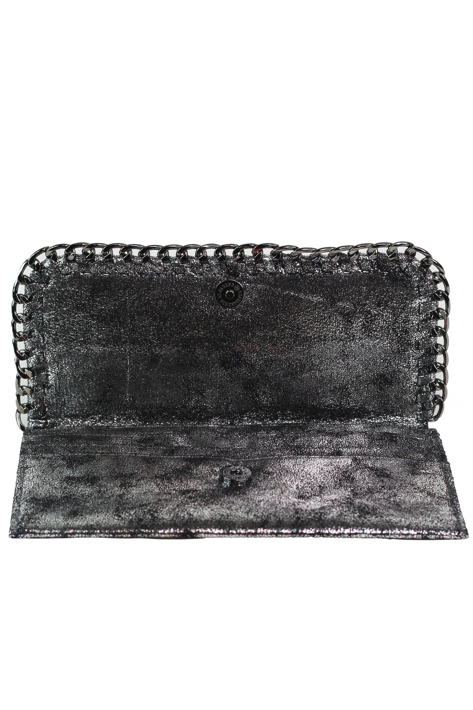 Shimmery Large Card Holder Wallet w/ Chain Trim